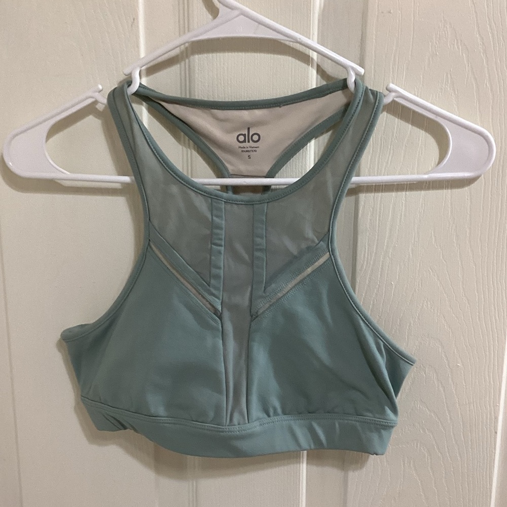 ALO yoga mesh racerback top green small